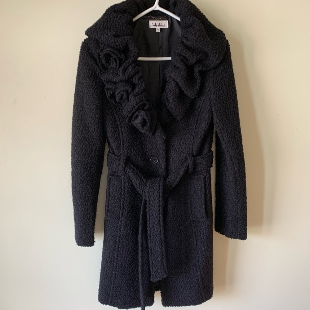 Lady Dutch High Society Rosette Collar Wool Coat XS